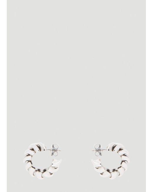 Bottega Veneta White Twisted Hoop Earrings