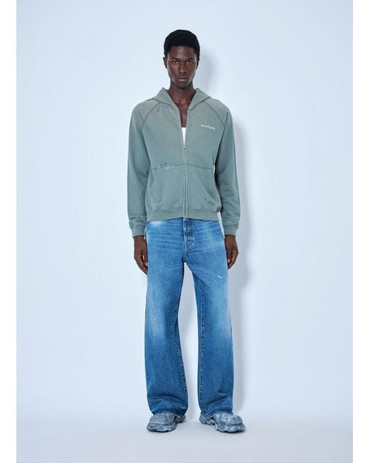 Acne Blue Mended Fleece Hoodie for men