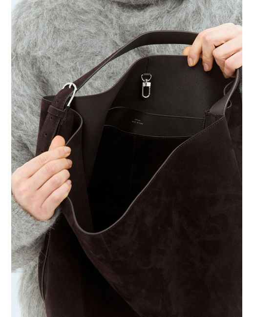 Totême Black Belted Suede Tote Bag