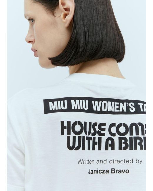 Miu Miu White Graphic Print T-shirt