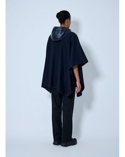 Moncler Blue Hooded Cape With Belted Waist