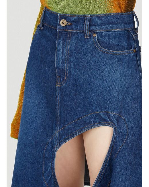Y. Project Cut Out Denim Skirt in Blue | Lyst