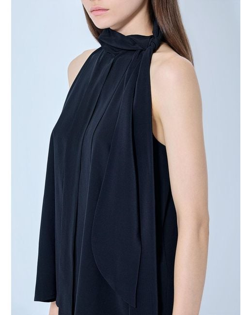 Max Mara Blue Pleated Halter Top