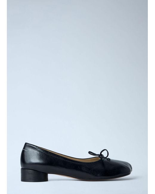 MM6 by Maison Margiela Black Leather Ballet Flats