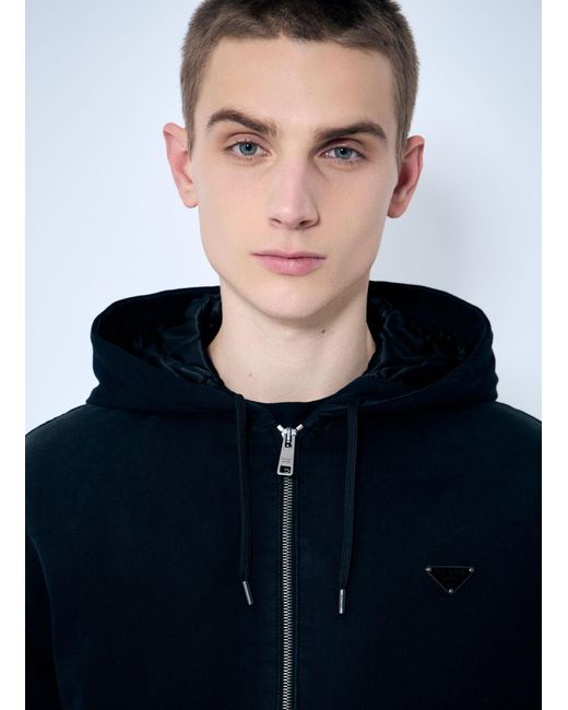 Prada Blue Denim Hooded Jacket for men