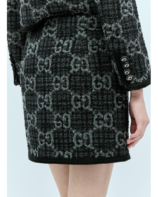 Gucci Black Gg Tweed Mini Skirt