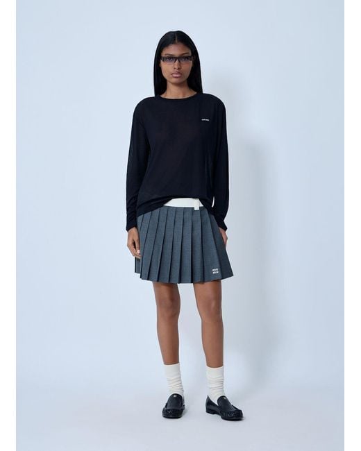 Miu Miu Blue Logo Motif Sweater