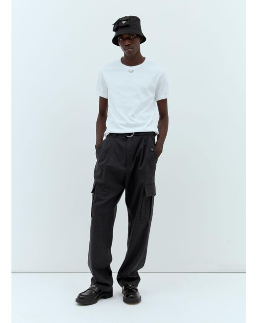 Prada Black Flannel Cargo Pants for men