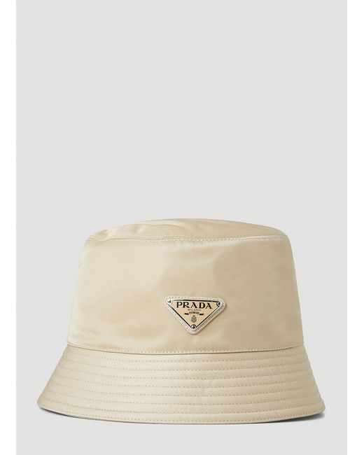 Prada Natural Logo Plaque Bucket Hat for men