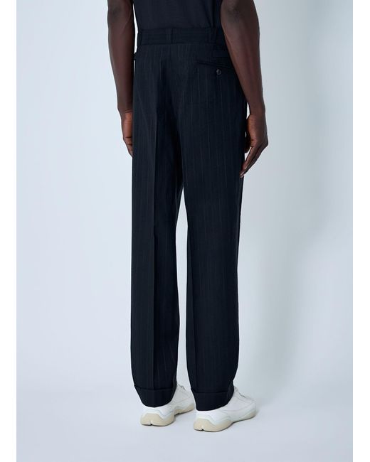 Prada Blue Wool-Blend Pinstripe Pants for men