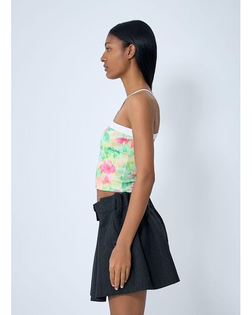 Prada White Rib Floral Print Top