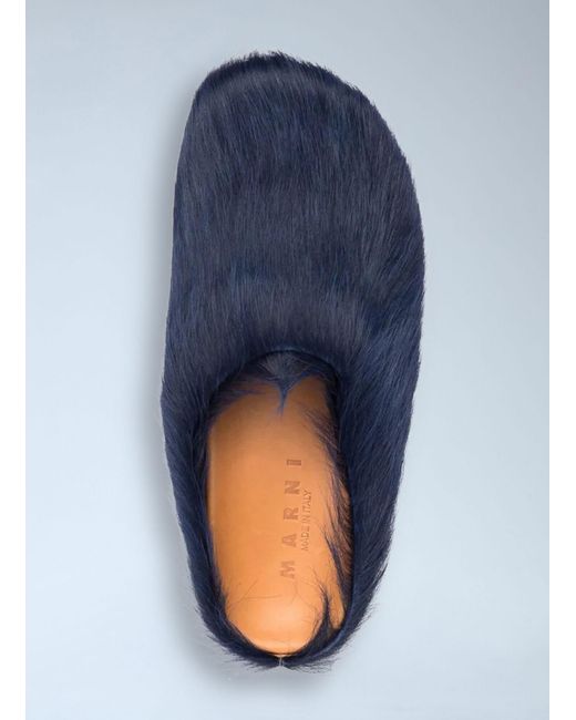 Marni Blue Calf Hair Fussbett Mules for men