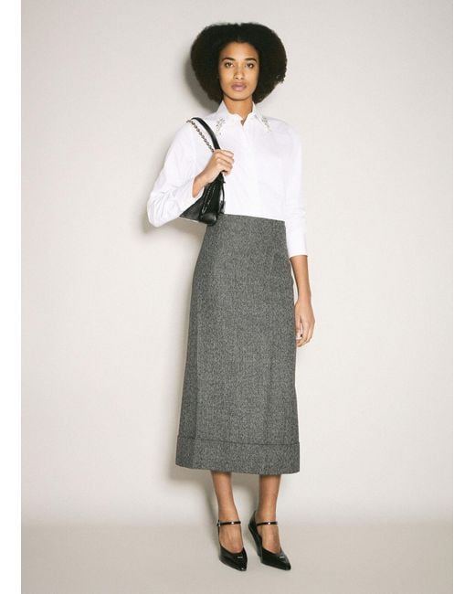 Prada Gray Wool Maxi Skirt