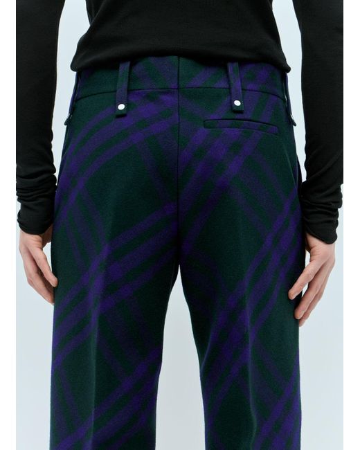 Burberry Blue Check Wool Pants for men
