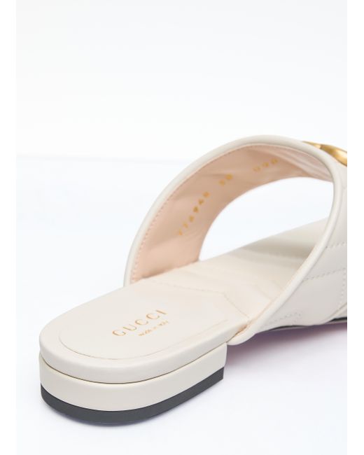 Gucci White Double G Thong Slide