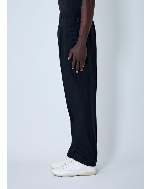Prada Blue Wool-Blend Pinstripe Pants for men