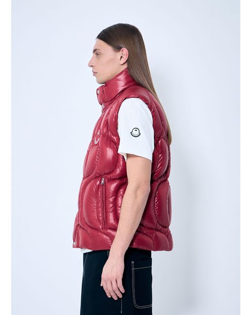 8 MONCLER PALM ANGELS Red Gwenyth Down Gilet for men