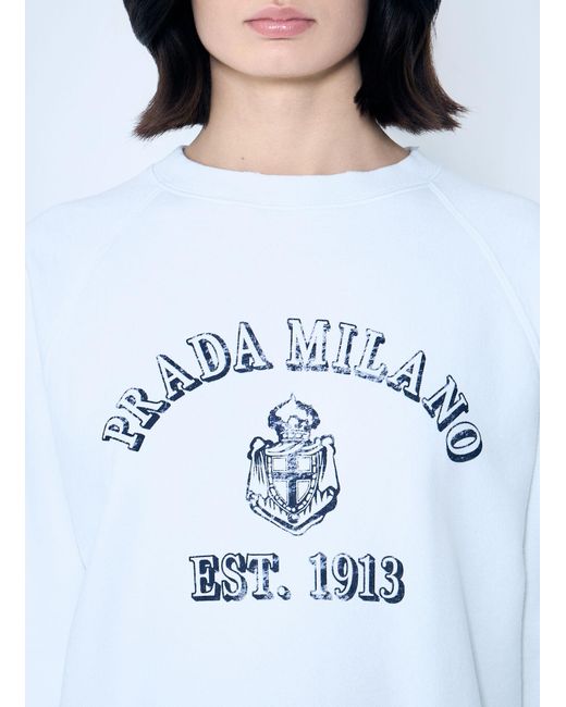 Prada White Logo Print Sweatshirt