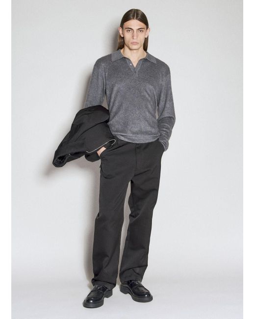 Prada Gray Cashmere-silk Polo Jumper for men