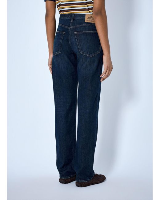 Prada Blue Straight-Leg Washed Denim Jeans