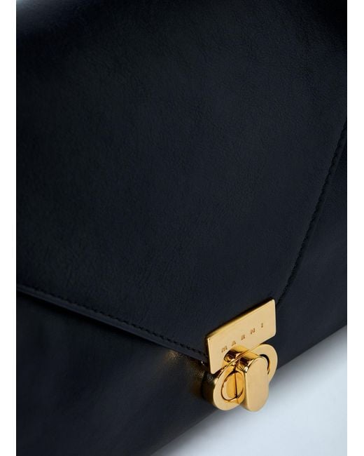 Marni Blue East West Flap Closure Shoulder Bag