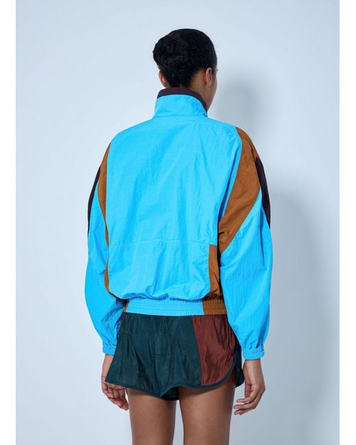 Saint Laurent Blue High-Neck Windbreaker Jacket