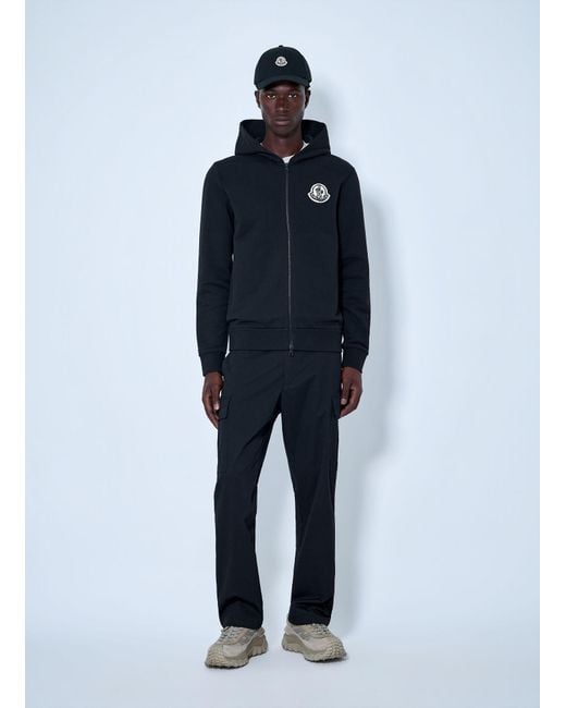 Moncler Blue Zip Hoodie With Logo Patch for men