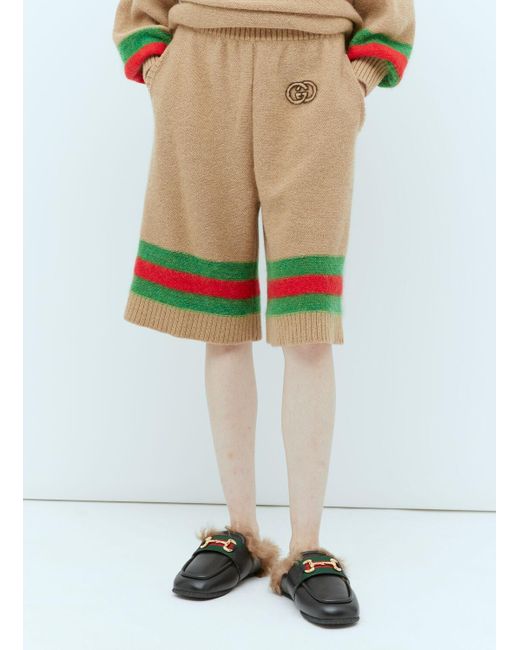 Gucci Green Interlocking Gg Wool Mohair Bermuda Shorts