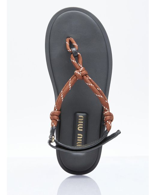 Miu Miu White Riviere Cord And Leather Sandals