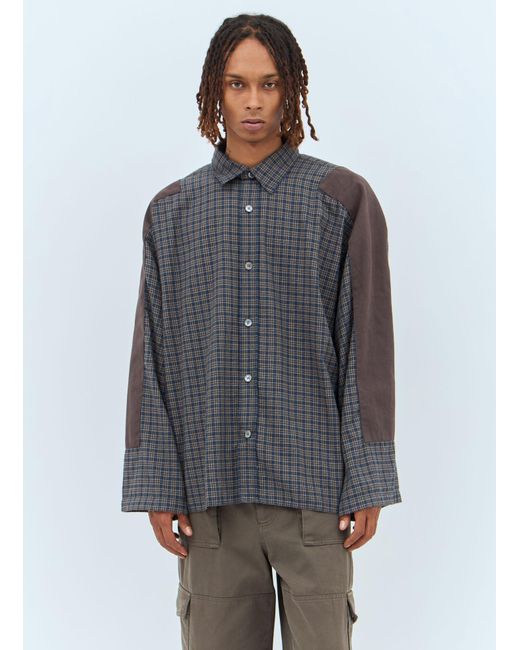 Acne Gray Check Button-Up Shirt for men