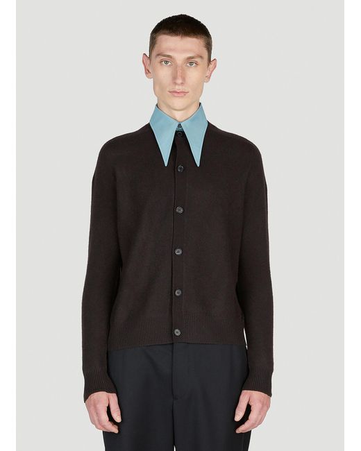 Prada Black Contrast Point Collar Cardigan for men