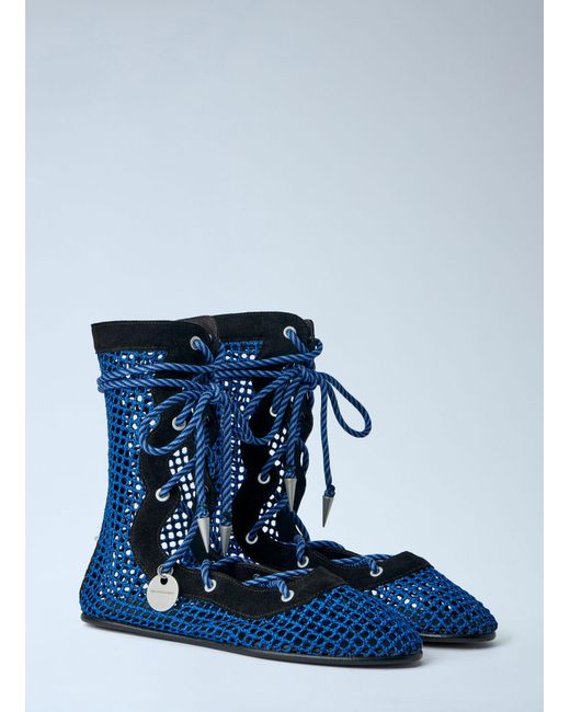 Kiko Kostadinov Blue Reticella Lace Up Boot