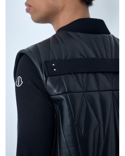 Moncler Blue Rick Owens Geocamo Flight Leather Hooded Gilet