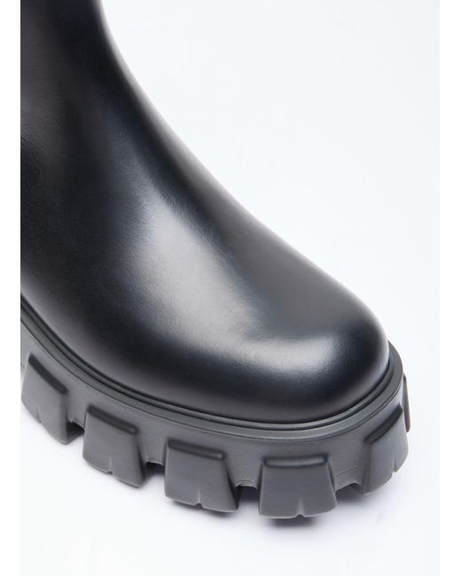 Prada Black Monolith Brushed Leather Boots