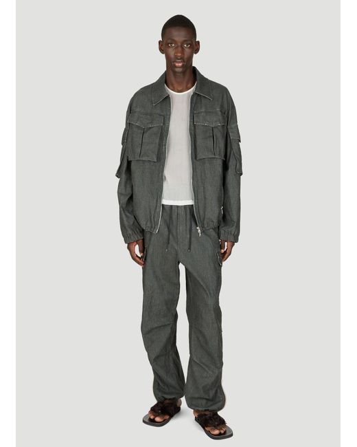 Dries Van Noten Black Linen Cargo Pants for men