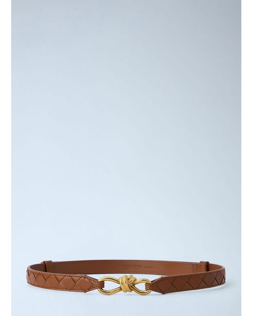 Bottega Veneta Blue Quilted Leather Belt With Knot Buckle