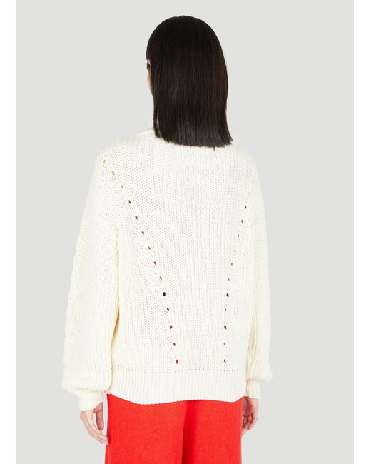 Gucci White Lace-up Knit Sweater