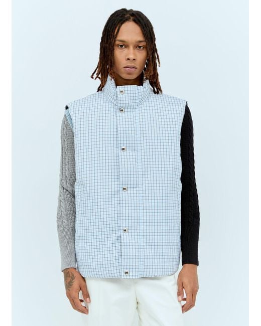 Thom Browne Blue Four-bar Reversible Vest for men