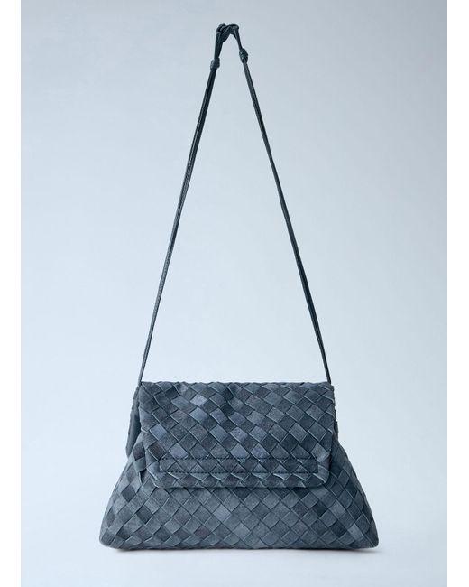 Bottega Veneta Blue Giorno Suede Shoulder Bag