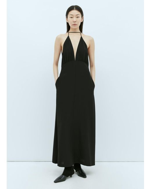 Totême  Black Double-halter Silk Dress