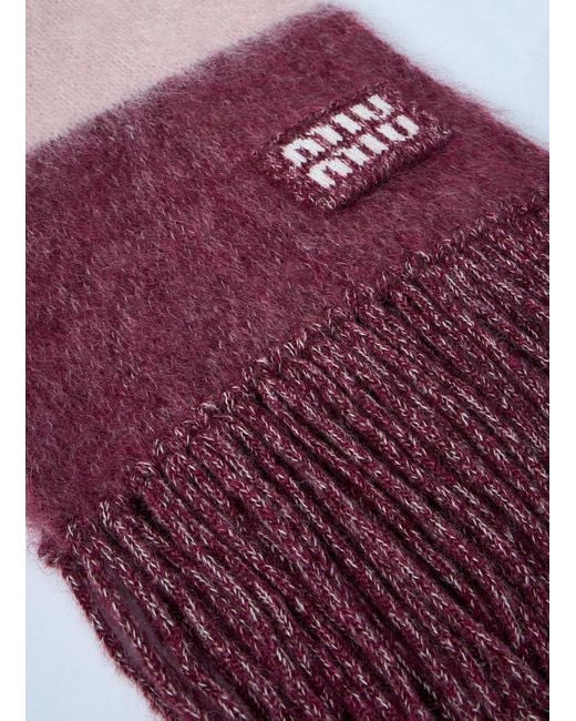Miu Miu Purple Logo Motif Scarf