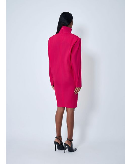 Saint Laurent Pink High Neck Long Sleeve Dress
