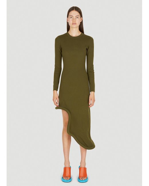 JW Anderson Synthetic Bumper Asymmetric Dress in Khaki (Green) | Lyst