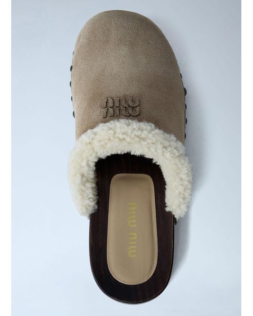 Miu Miu White Suede Clogs