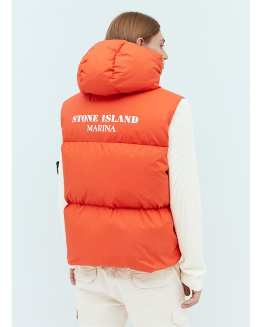 Stone Island Orange Real Down Vest Jacket for men