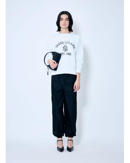 Prada White Logo Print Sweatshirt
