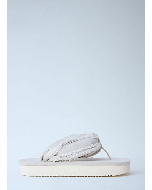 Rick Owens Blue Drkshdw Frayed Edge Thong Sandals for men