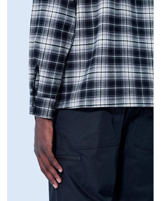 Moncler Blue Check Patterned Cotton Shirt for men