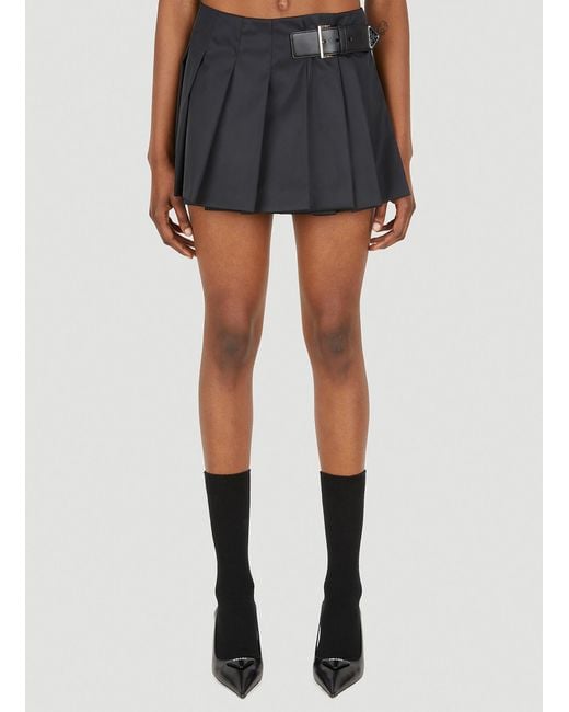Prada Re-nylon Pleated Mini Skirt in Black | Lyst