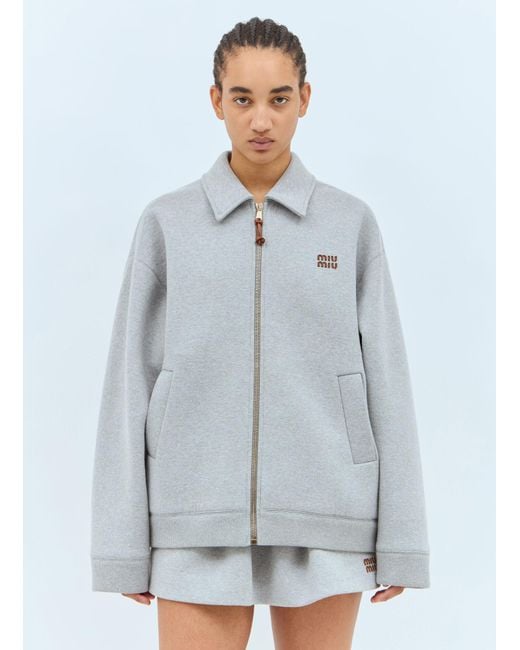 Miu Miu Blue Jersey Zip-Up Jacket